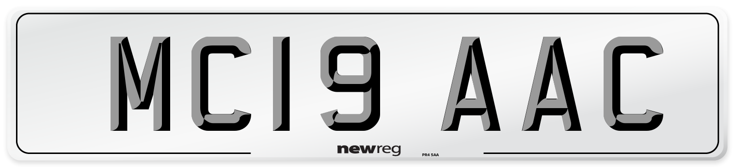 MC19 AAC Number Plate from New Reg